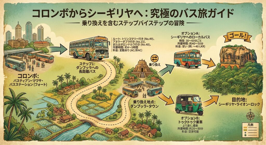 コロンボからシーギリヤにバスでいく方法