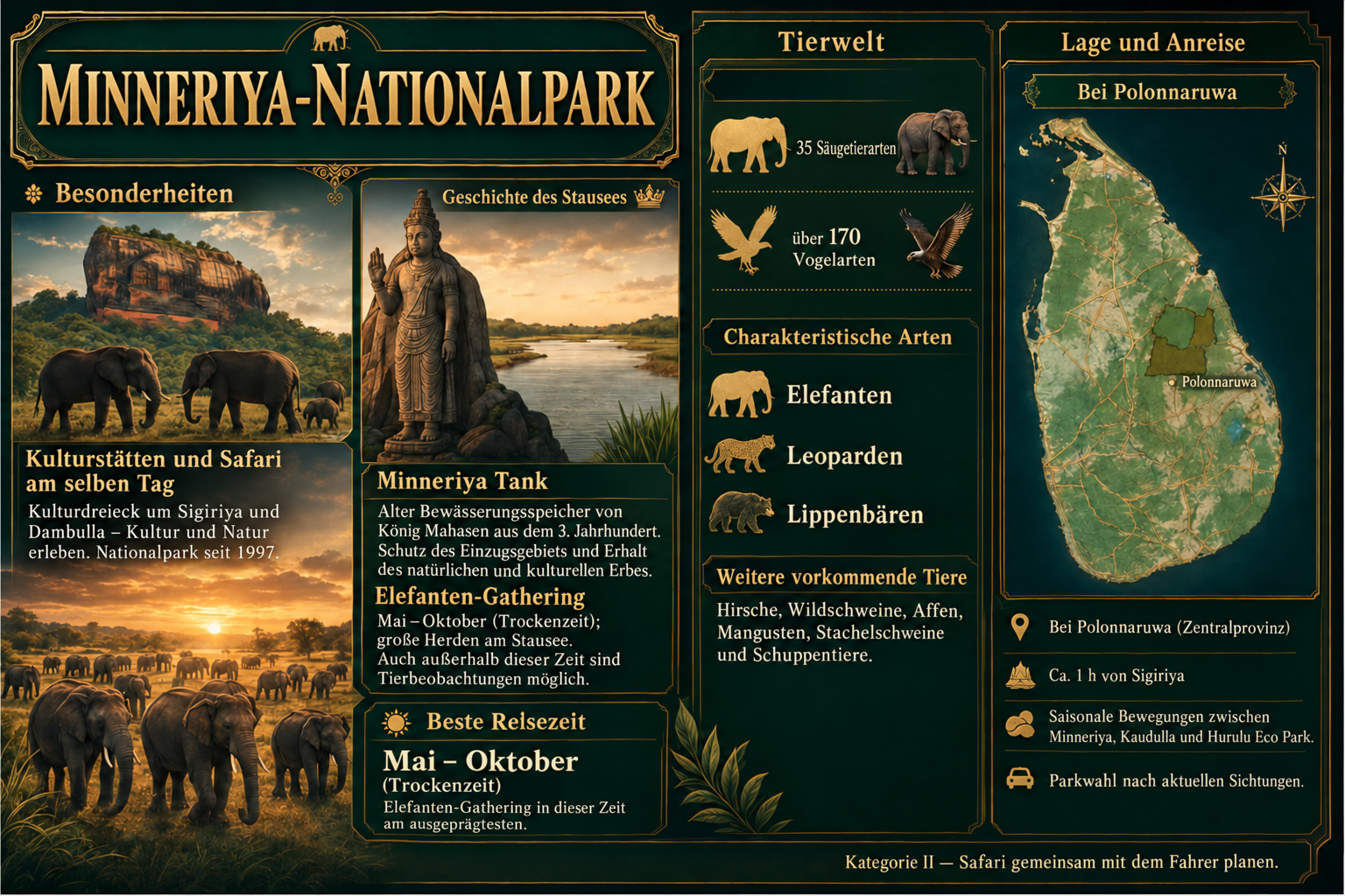 Minneriya, Kaudulla oder Hurulu: Elefanten bei Sigiriya