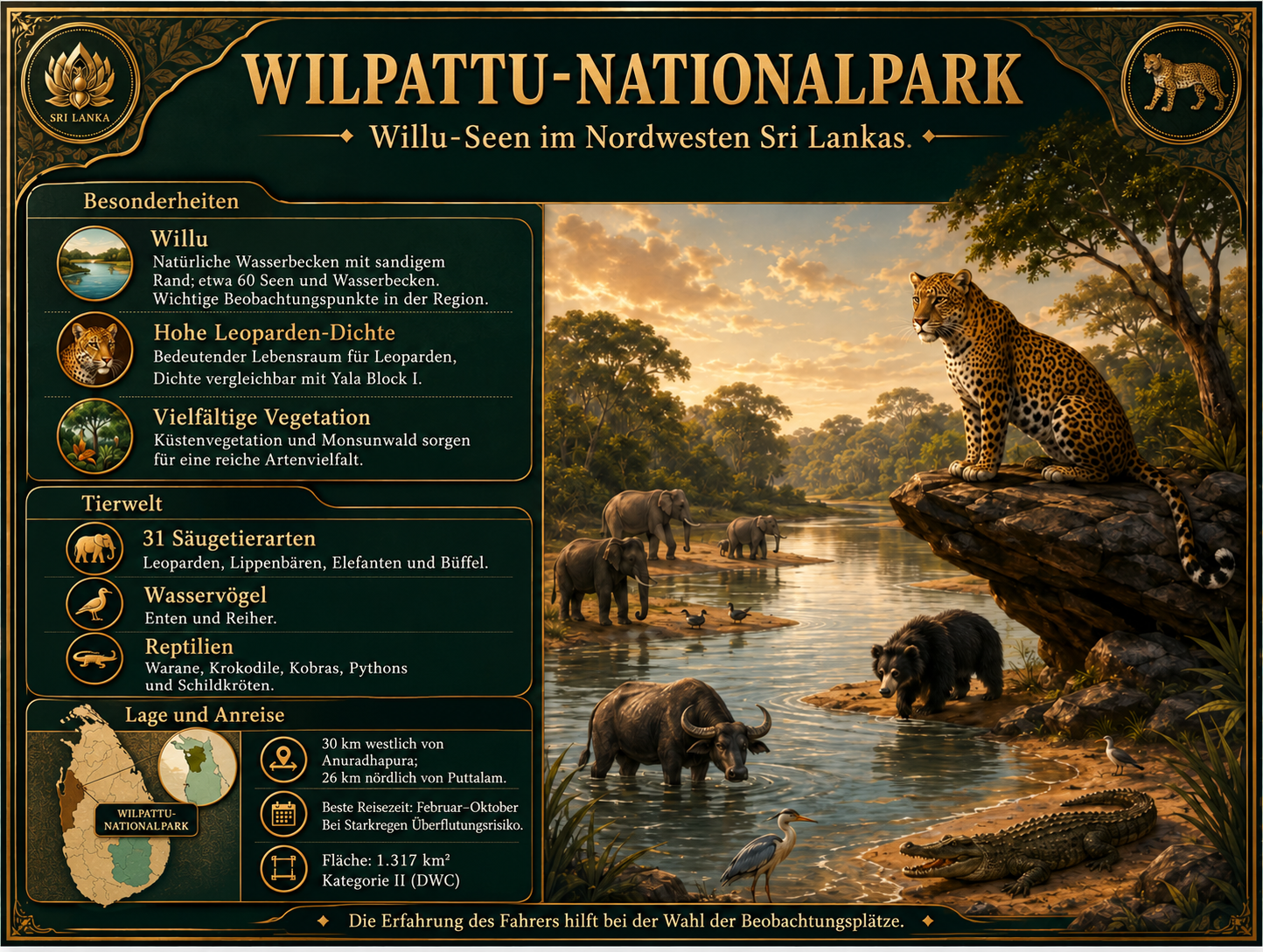 Wilpattu: natürliche Seen und eine ruhigere Atmosphäre