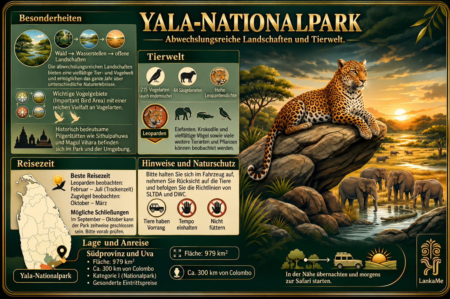 Yala: Leoparden suchen und vielfältige Tiere erleben