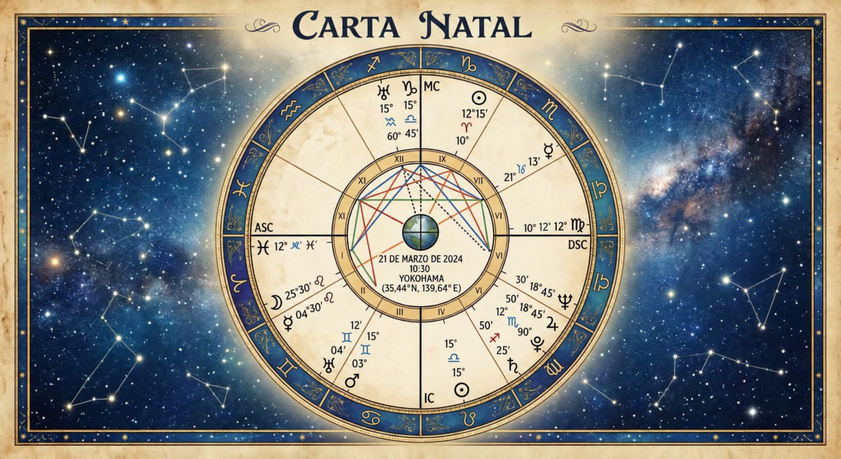 Ilustración de una carta natal