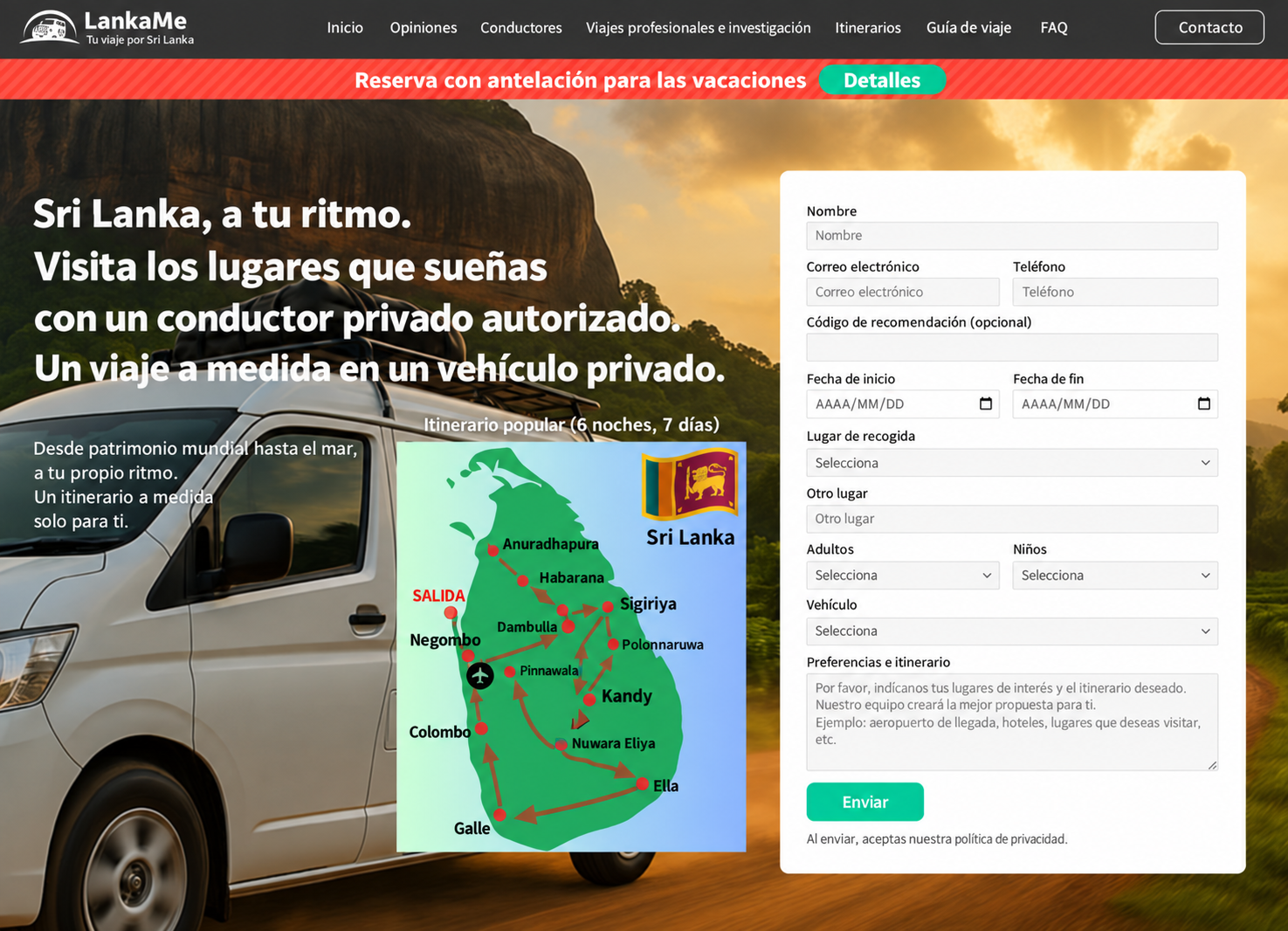 Viajes con conductor privado LankaMe