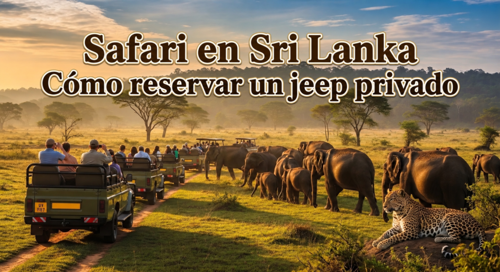Safari en Sri Lanka con jeep privado y elefantes al atardecer