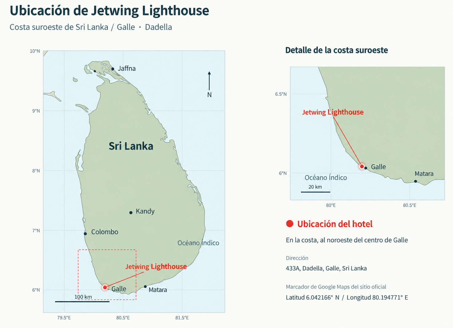 Ubicación de Jetwing Lighthouse en Dadella, Galle
