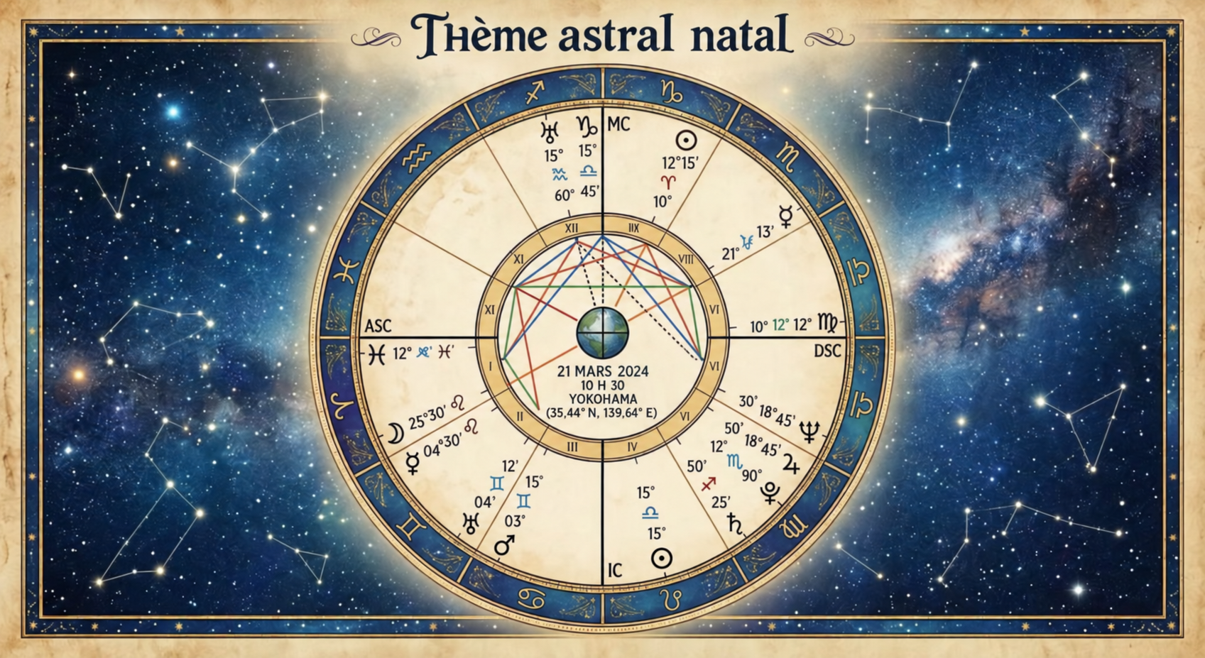 Illustration d’un thème astral natal