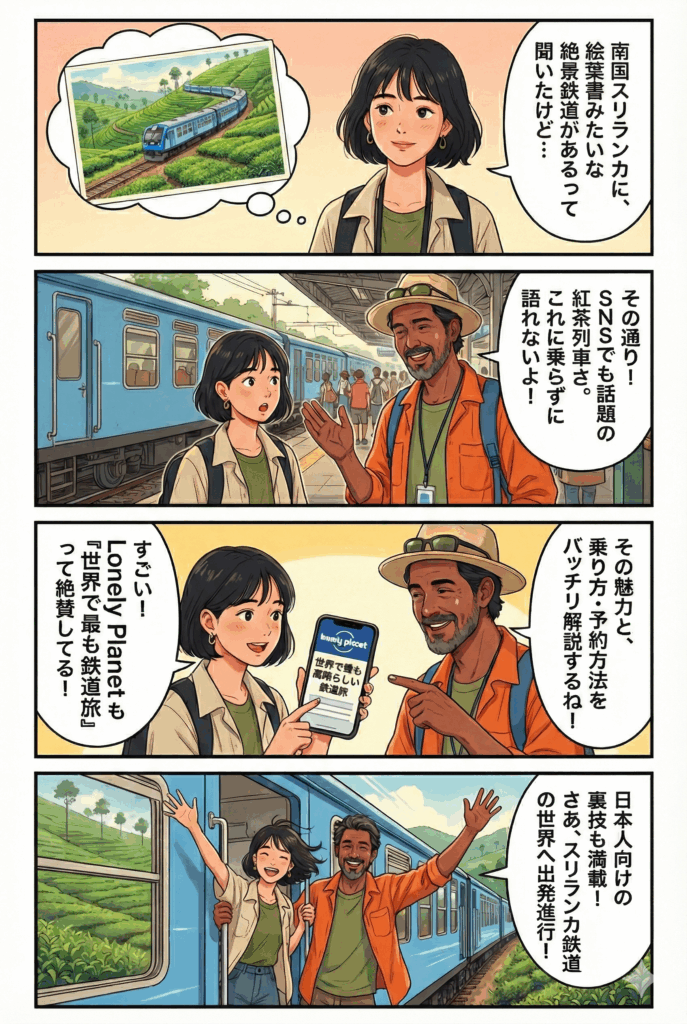 紅茶列車の魅力を語る4コマ漫画
