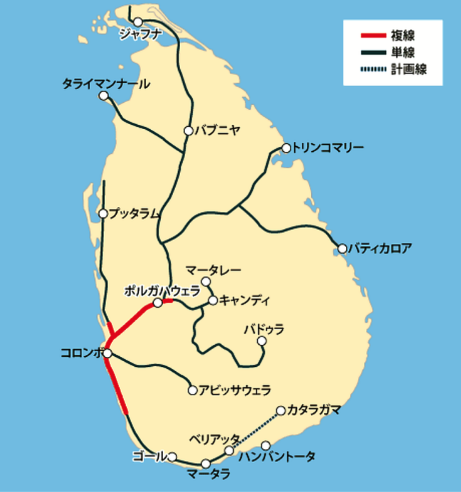 スリランカの鉄道網