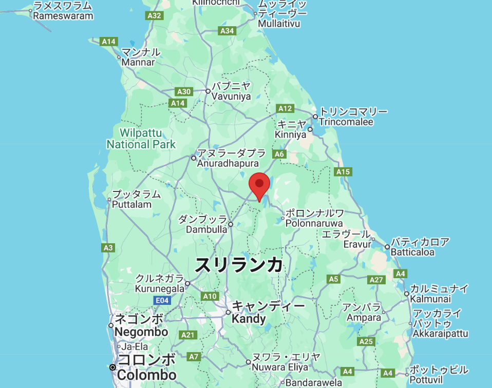 ミンネリヤ国立公園の位置
