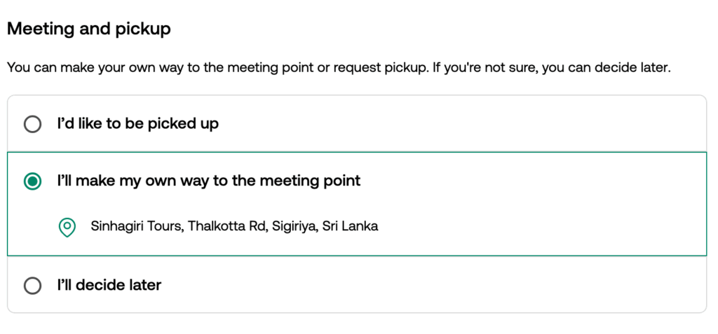 ピックアップポイントの指定