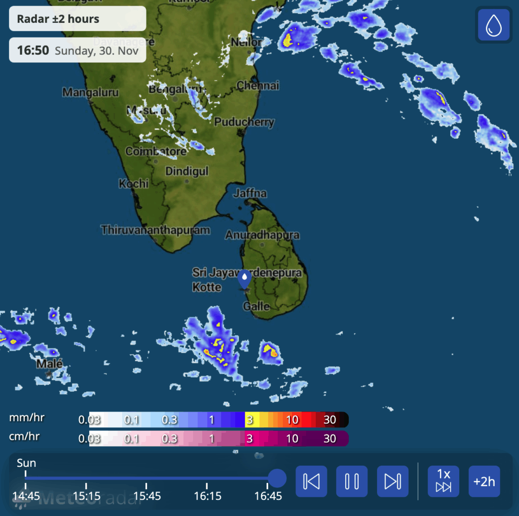 現時点での雨雲