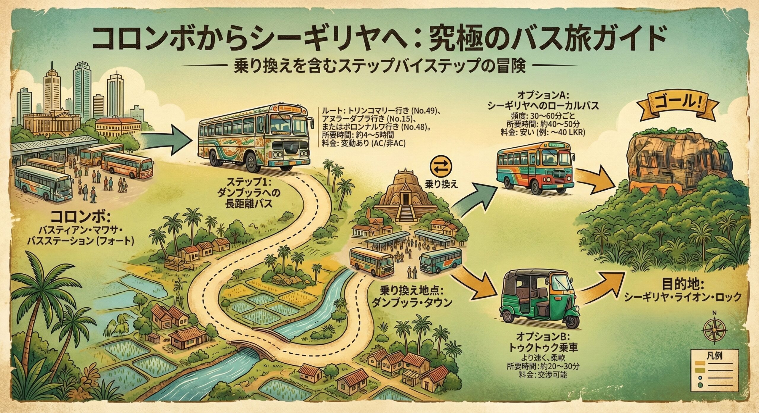 コロンボからシーギリヤロックへのバスの行き方
