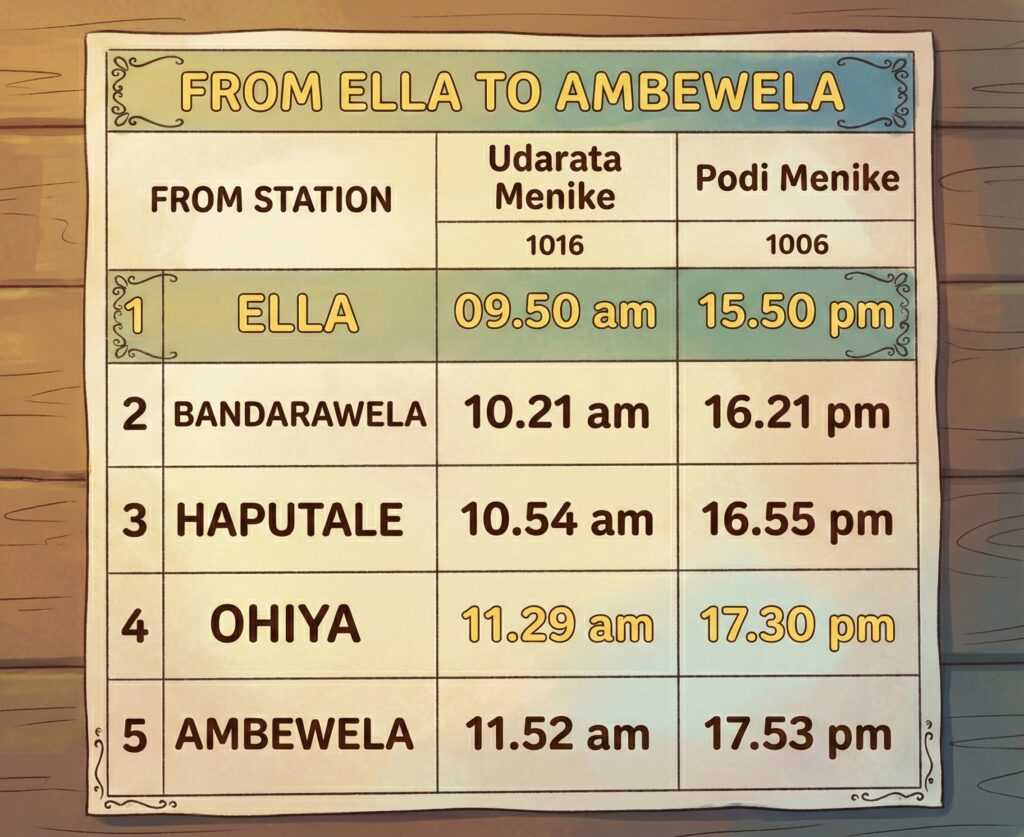 AmbewelaからEllaへの時刻表