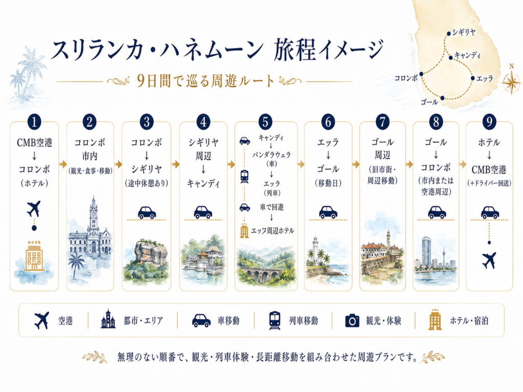 スリランカ・ハネムーン旅程