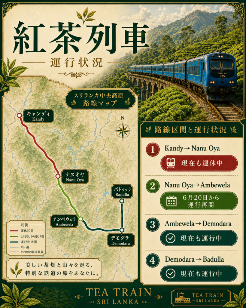 紅茶列車の最新の運行状況