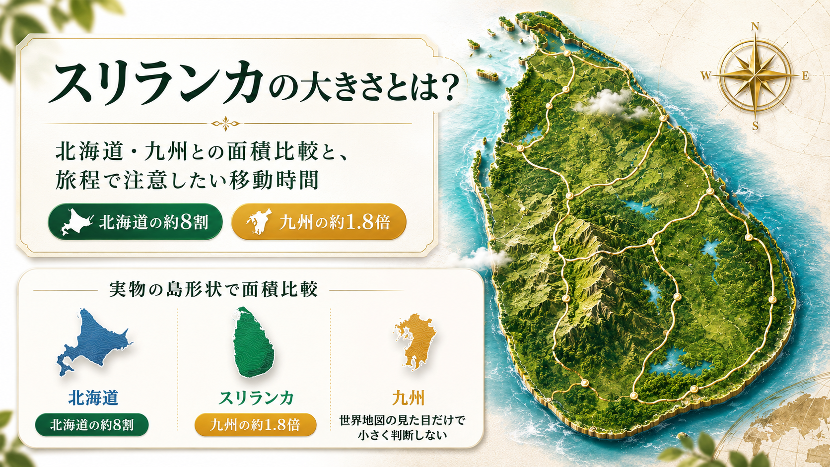 スリランカの大きさとは！？日本の北海道や九州と国土面積はどっちが大きい？