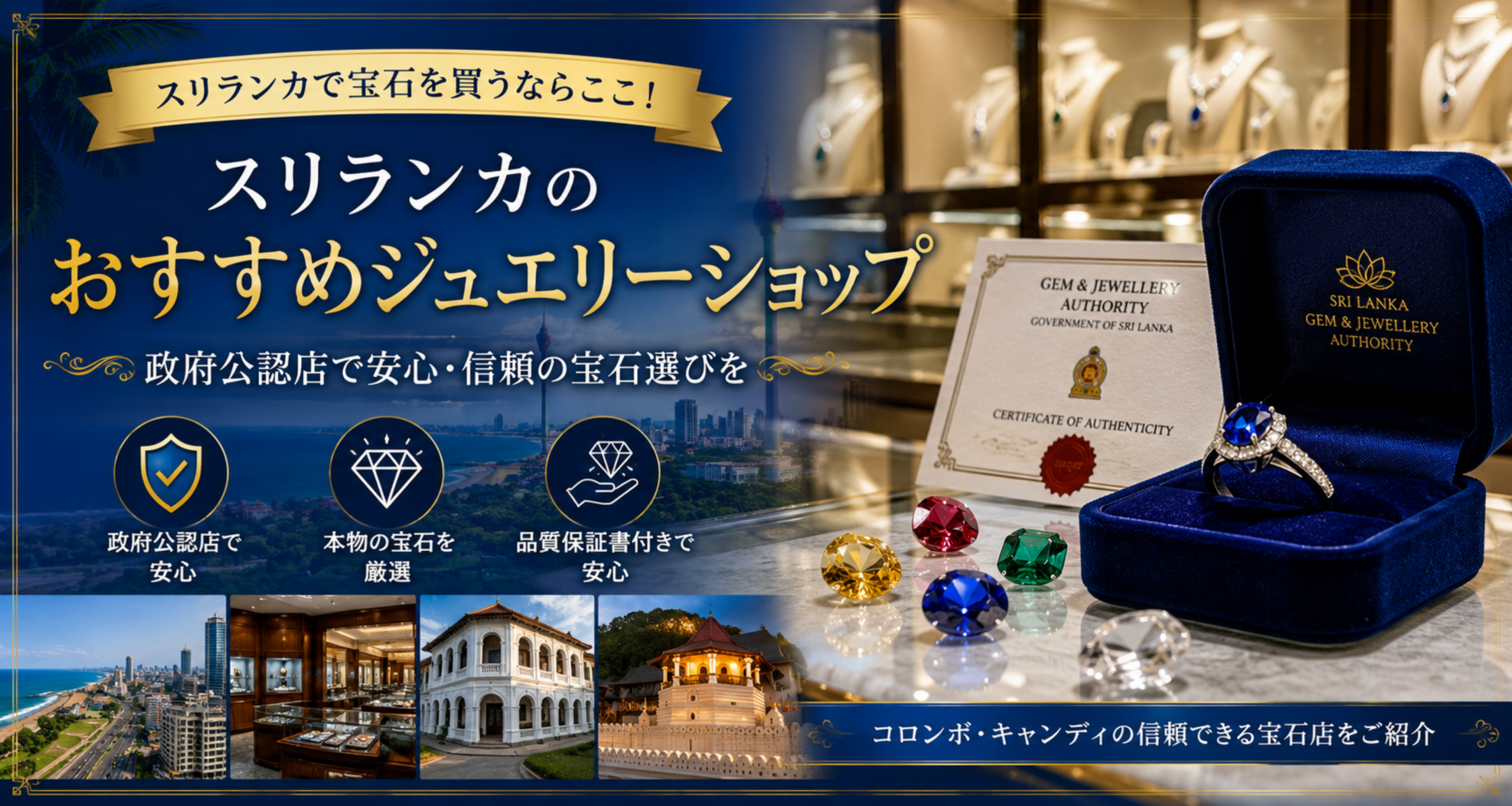 スリランカの政府公認の宝石店でジュエリーを買おう！コロンボとキャンディでおすすめのショップは？
