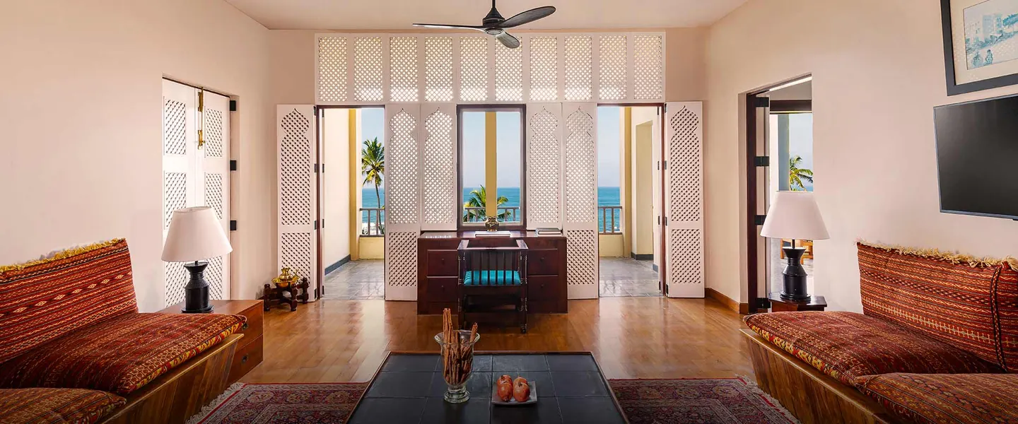 Living area of a themed suite at Jetwing Lighthouse