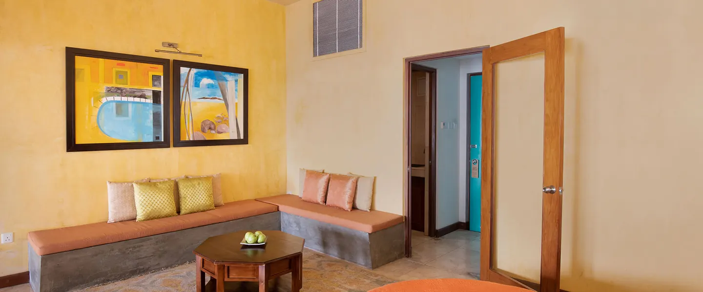 Sitting area of a plunge-pool suite at Jetwing Lighthouse