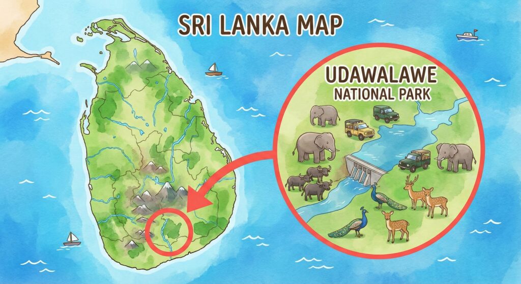 Location of Udawalawe National Park