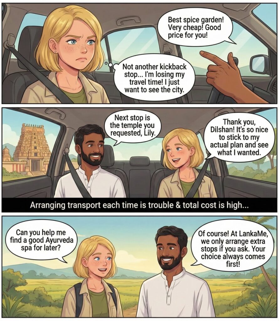 A low-quality driver who tries to take you to shops that pay them kickbacks.