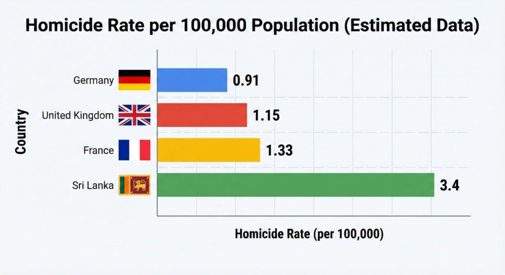 Homicide Rate Per 100,000 Population(Germany,UK,France,Sri Lanka)