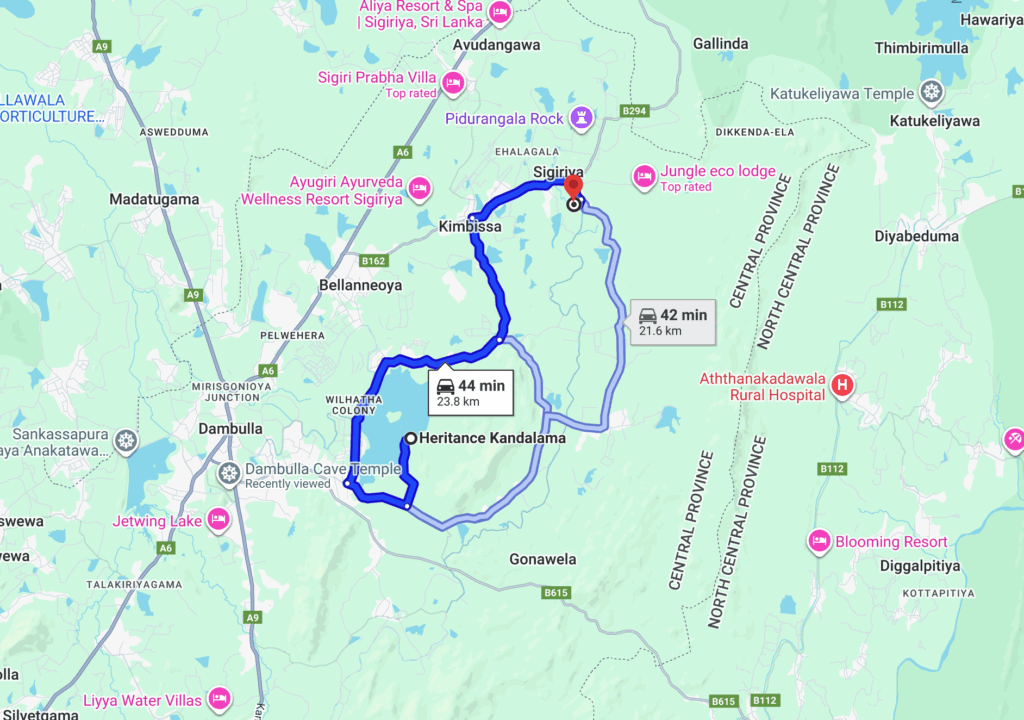 Heritance Kandalama to Siigiriya Rock