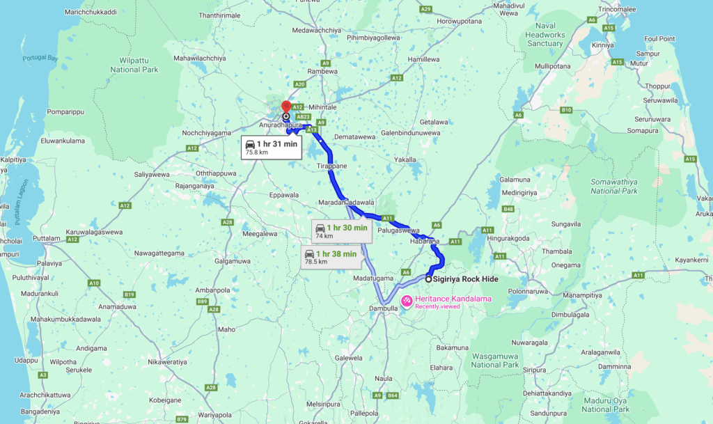 Siigiriya Rock to Anuradapura