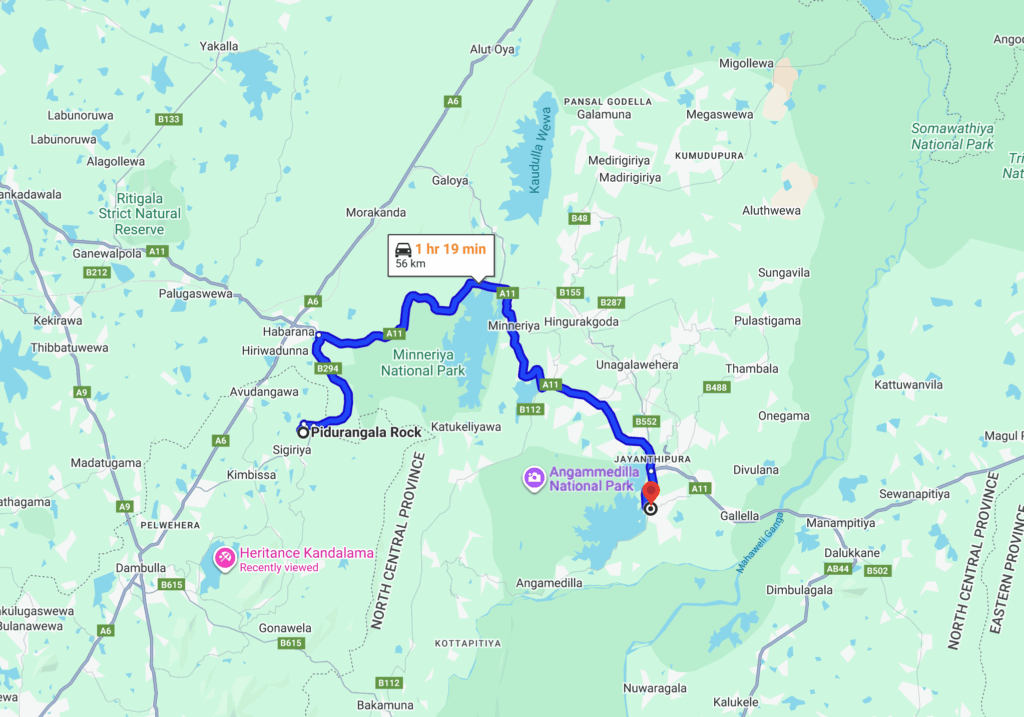 Pidungala rock to Polonnaruwa