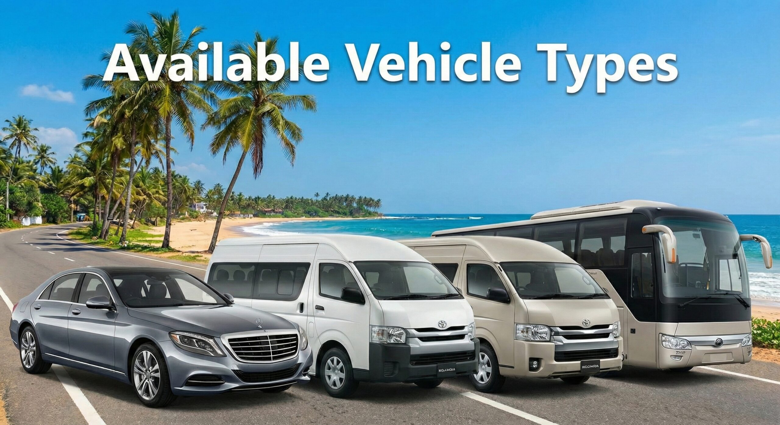 What Vehicles Are Available with “LankaMe,” Sri Lanka’s Car Hire with Driver Service? (Sedan / Van / Big Van / Mini Bus / Bus)