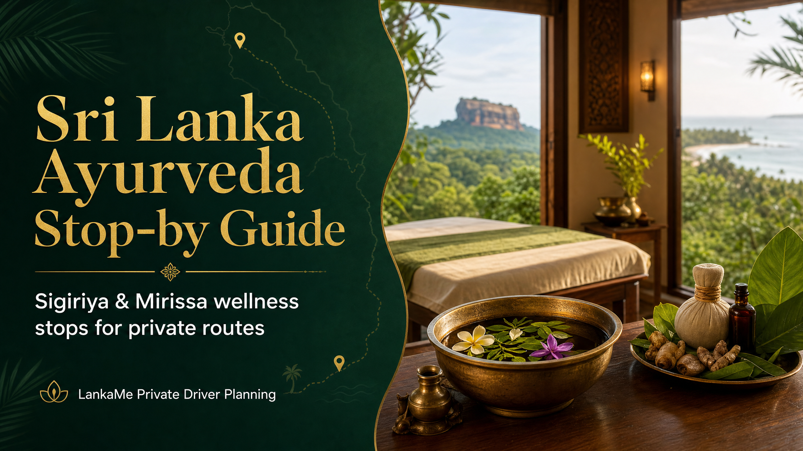 Sri Lanka Ayurveda Stop-by Guide text image for Sigiriya and Mirissa wellness stops