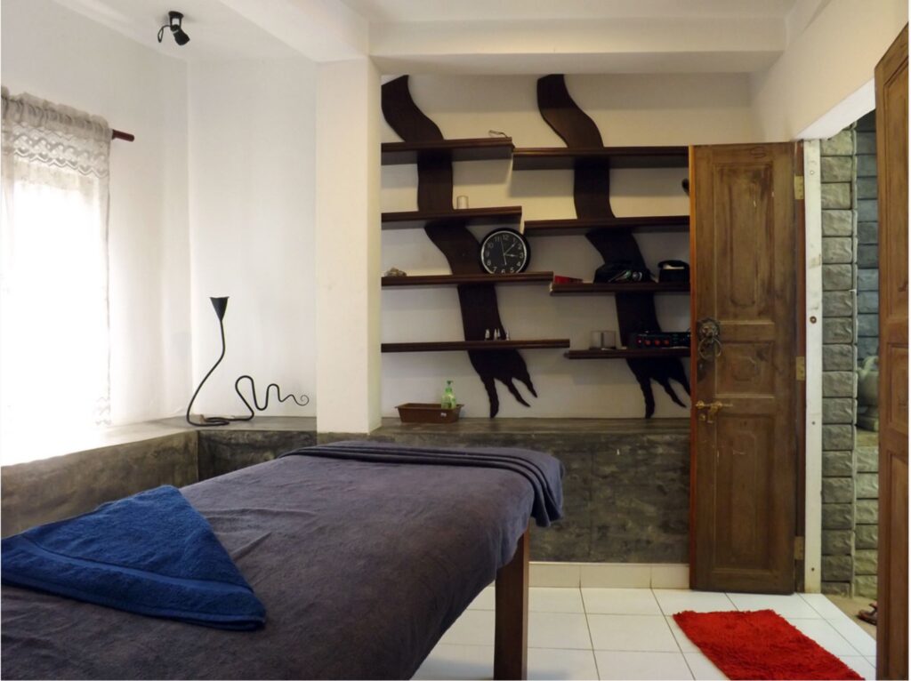 Badora Spa Mirissa treatment room with massage bed for a casual coastal spa stop