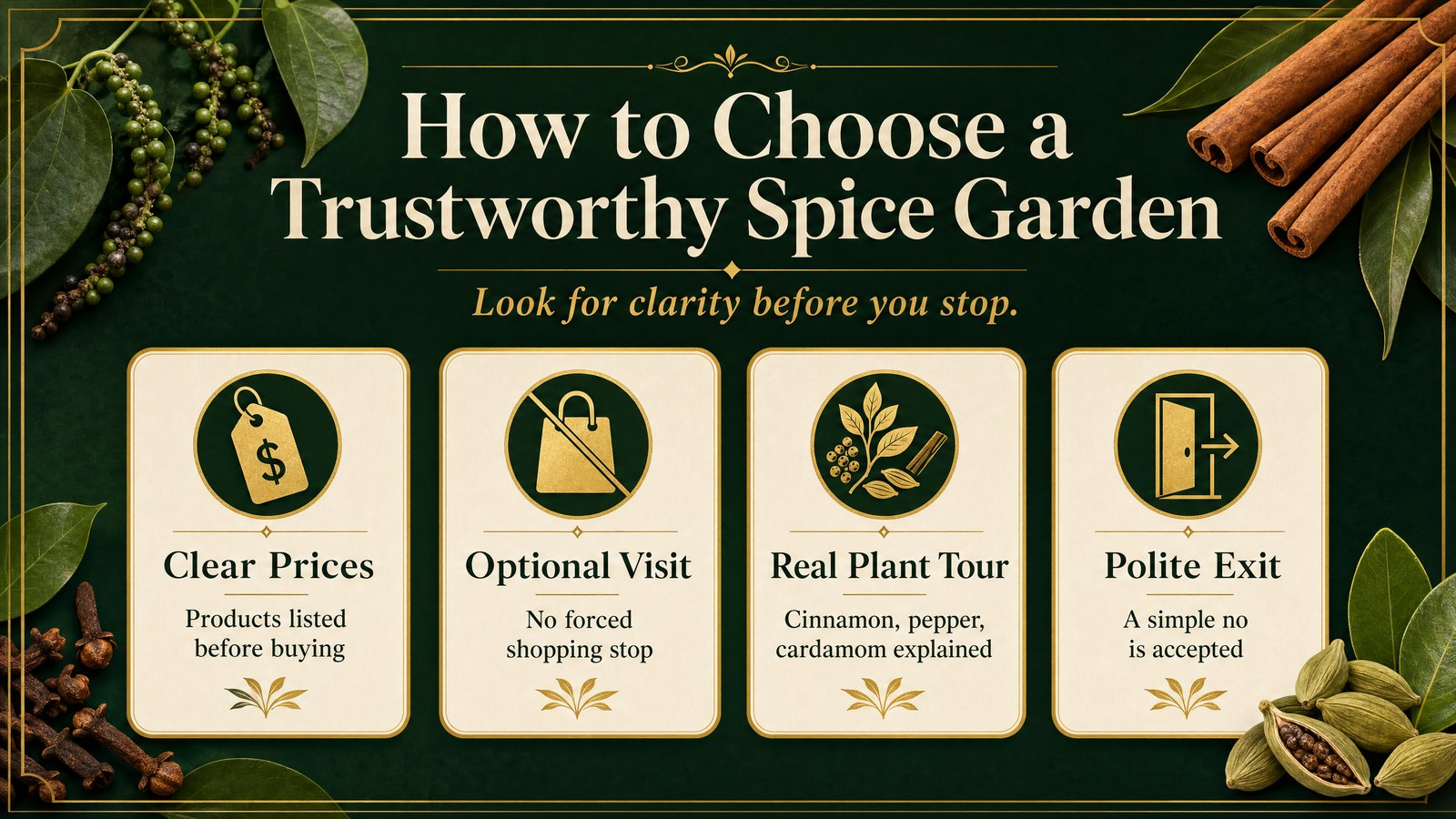 How to choose a trustworthy Sri Lanka spice garden infographic