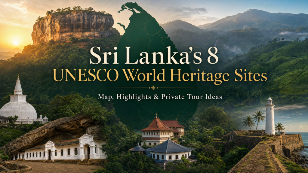 Sri Lanka's 8 UNESCO World Heritage Sites map highlights and private tour ideas