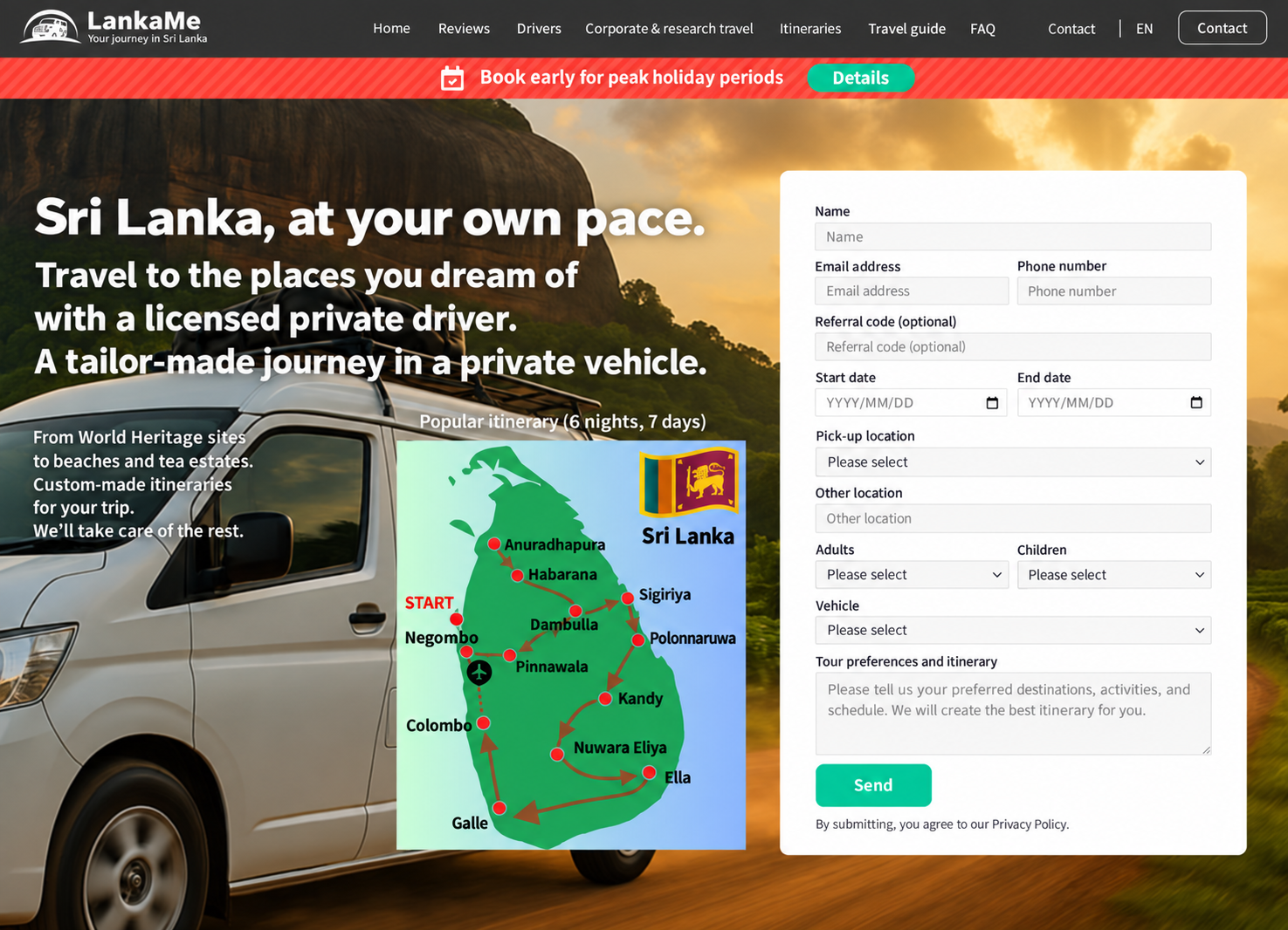 LankaMe private driver travel service