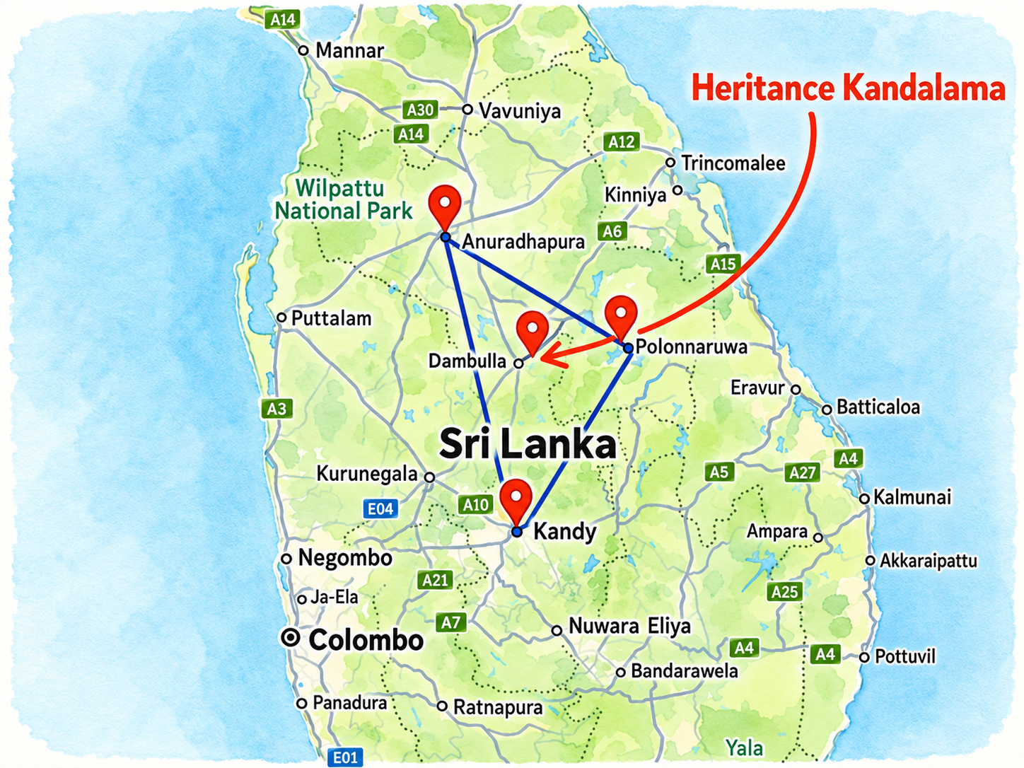 Location of Heritance Kandalama in Sri Lanka’s Cultural Triangle